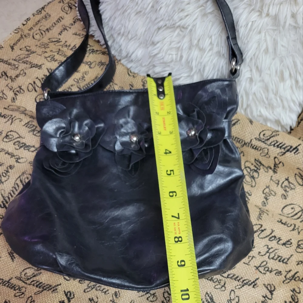 Nicole Miller shoulder bag cute details flowers pvc black
